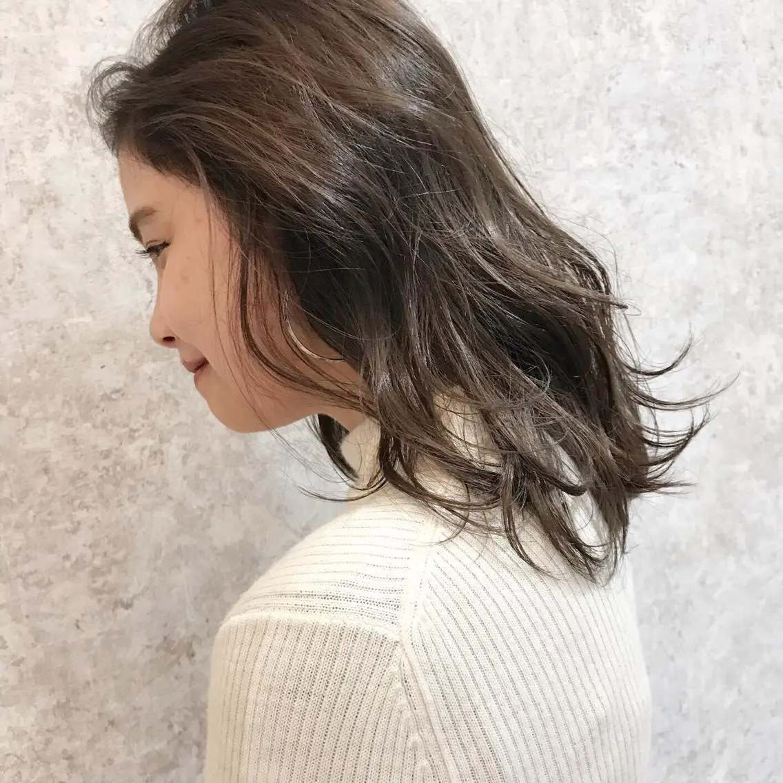 セミロング カラー アッシュ ベージュカラー ショート特化 /天神大名/ハルナのヘアスタイル