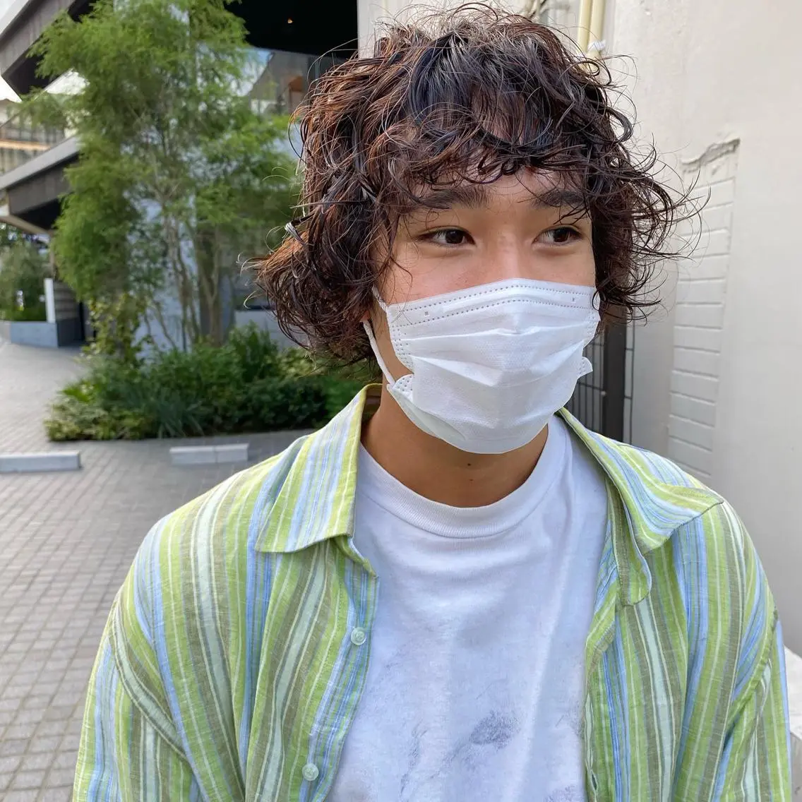 ミディアム パーマ メンズ ミディアムパーマ メンズパーマ 森貴裕/ベージュ/ パーマ/オリーブのヘアスタイル