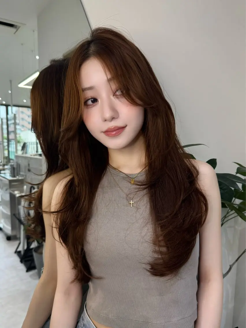 ロング カット ヘアカラー トリートメント レイヤーカット⭐︎ 韓国ヘア⭐︎YUKAのヘアスタイル