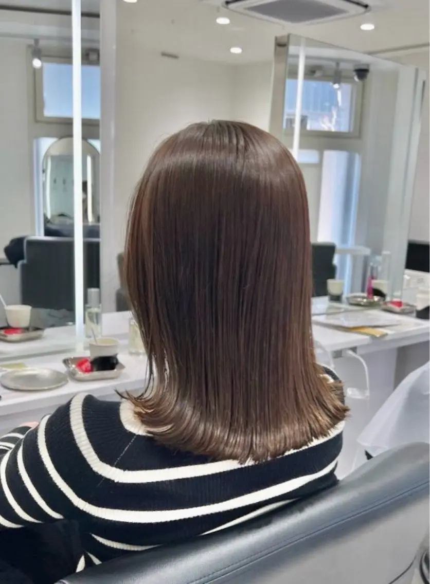 ミディアム カラー ヘアカラー トリートメント ヘアセット グレージュ/ベージュ /経堂/sana🌱のヘアスタイル