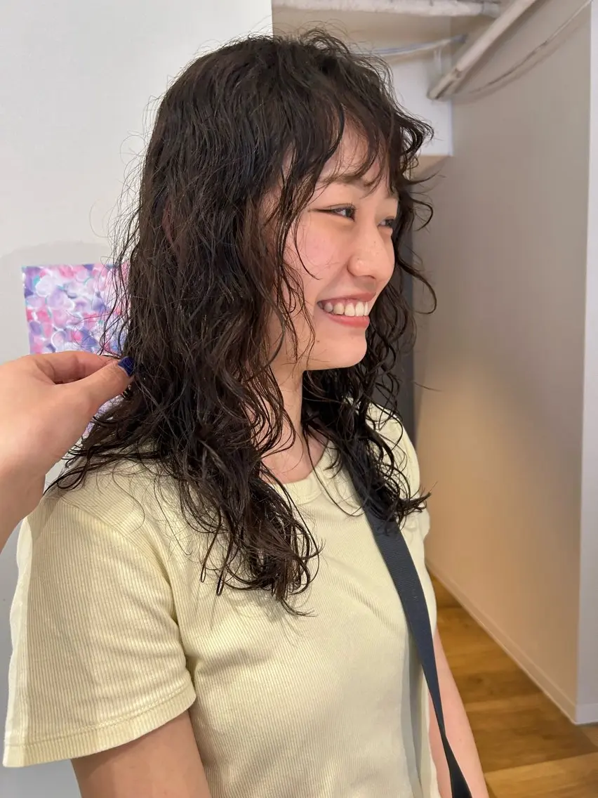 セミロング パーマ セミロングパーマ ストレートパーマ パーマ ボブ/レイヤー ケンショウのヘアスタイル