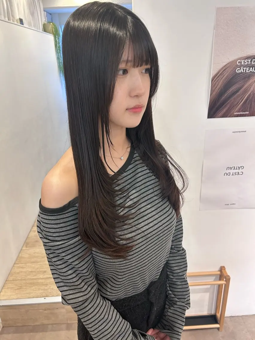 ロング 顔周りカット 韓国風ヘア レイヤーカット ボブ/レイヤー ナカミネアキナのヘアスタイル