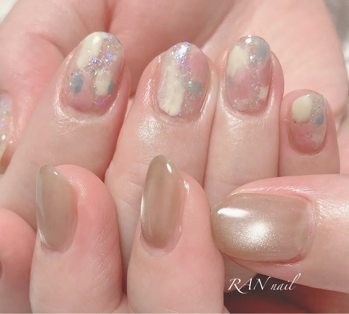ネイル ジェルネイル キラキラネイル マグネットネイル ニュアンスネイル パラジェル ハンドネイル フットネイル RAN nailのネイルデザイン