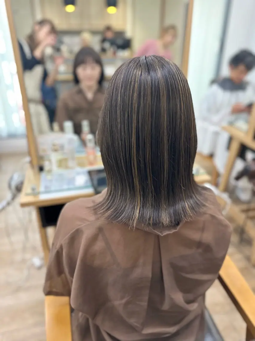 【🫧透明感こだわり極細ハイライト🫧】カット+ケアハイライトカラー¥15950の写真