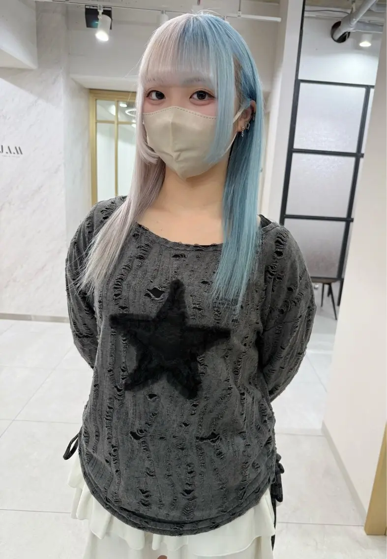 ロング カラー TAIRA横浜ウルフ 🐺デザインカラーのヘアスタイル