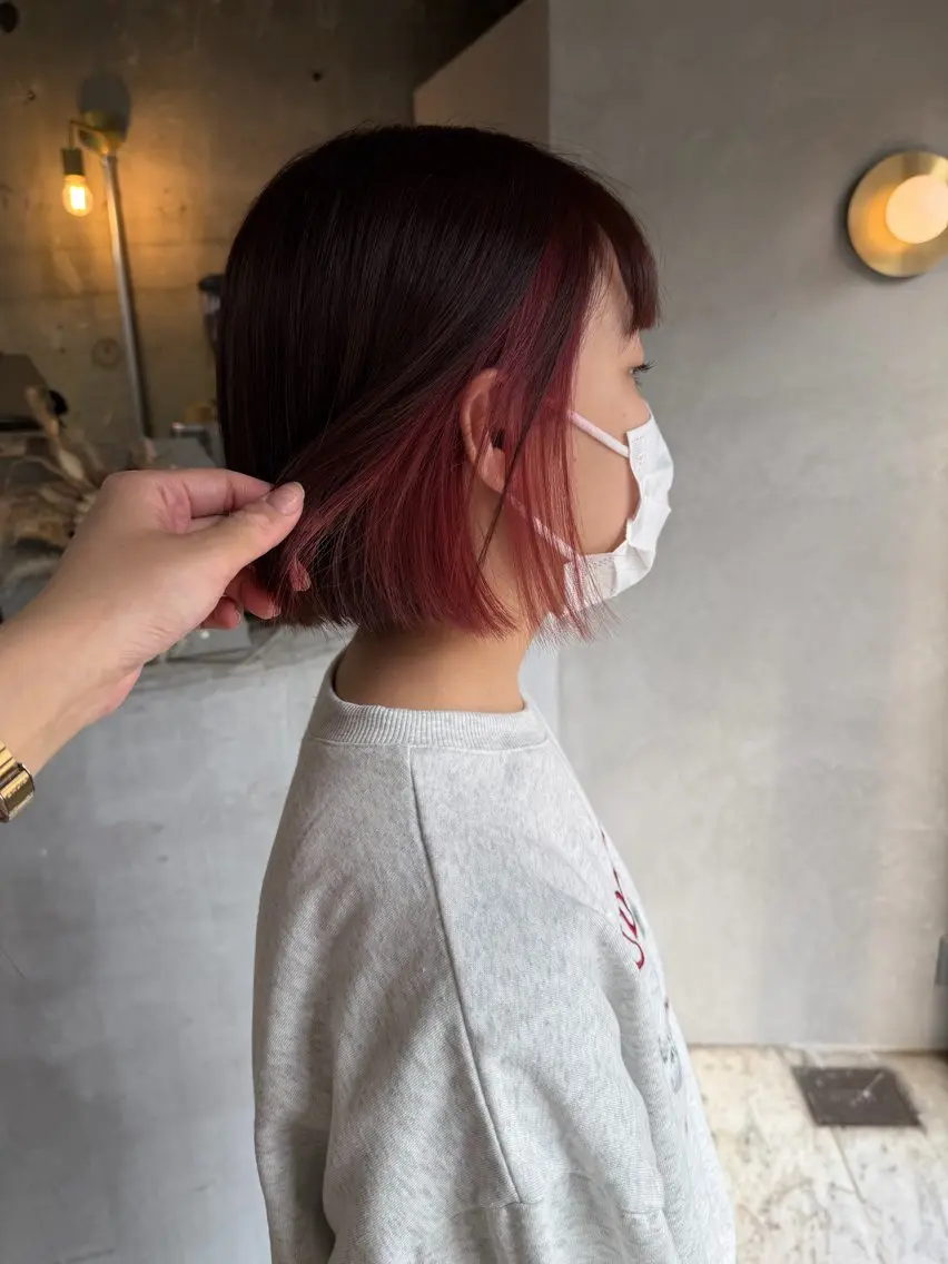 【限定価格!オススメ🌿】カット+カラー+イヤリングカラー(ダメージレスブリーチ込み。ブリーチ無しでも可能です)の写真