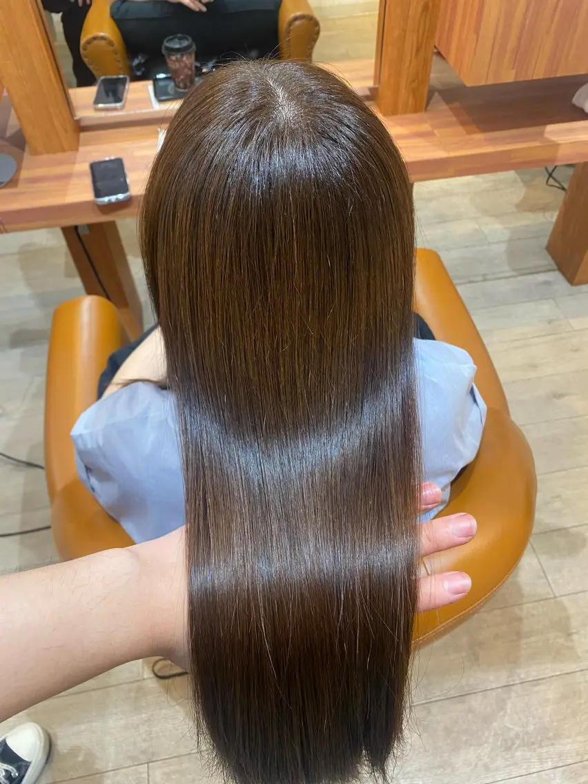 ロング パーマ 髪質改善 ストレートパーマ カット 縮毛矯正 縮毛矯正とレイヤー カット/杉村凜汰郎のヘアスタイル