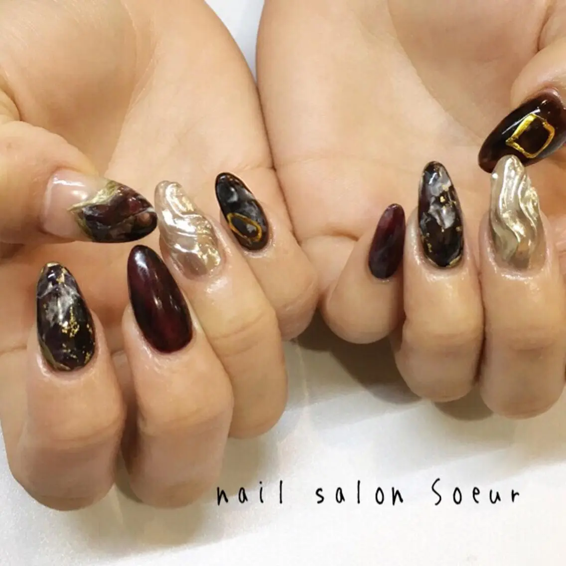 ネイル アートネイル ミラーネイル 持ち込み ニュアンスネイル スカルプネイル ハンドネイル nail salon Soeurのネイルデザイン