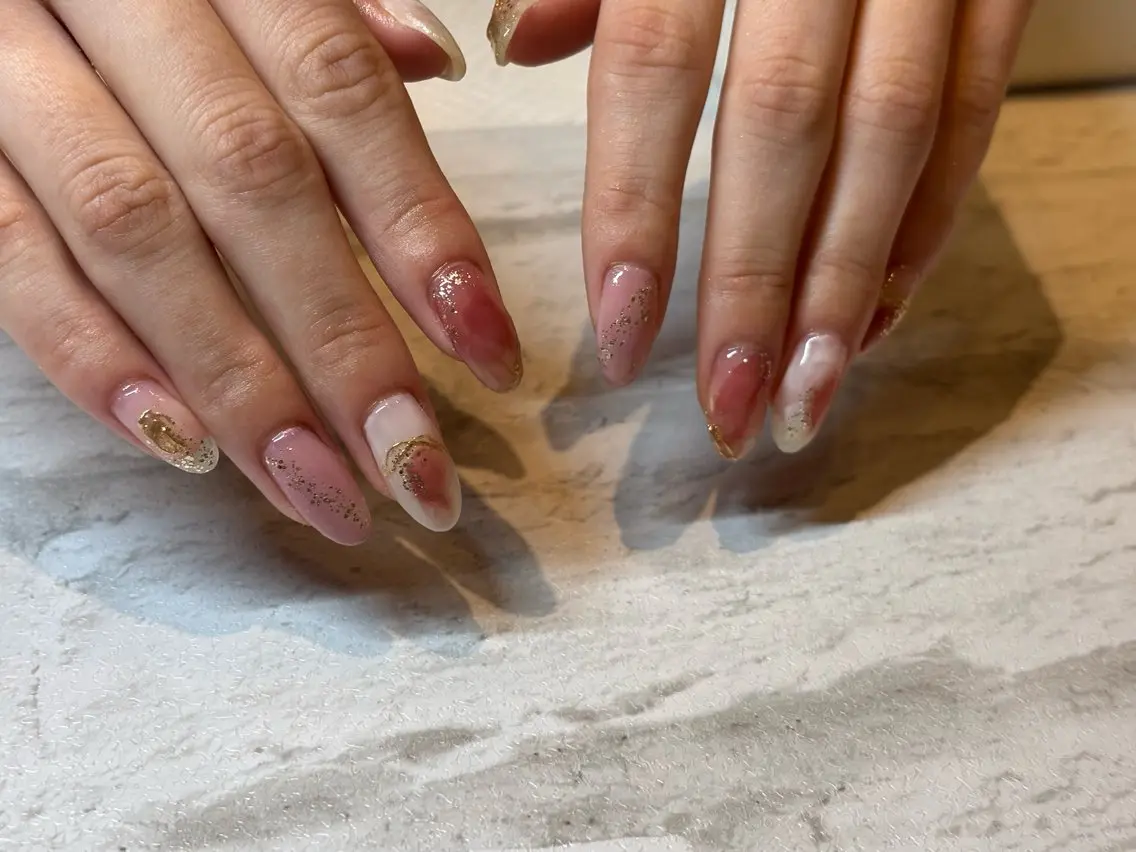 ネイル ニュアンスネイル ピンク フットネイル Bibinail ☆namiのネイルデザイン