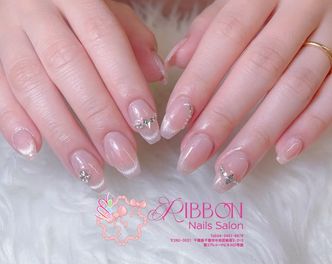 ネイル チークネイル フットネイル フレンチネイル グラデーション 韓国ネイル ハンドネイル Ribbonnail salonのネイルデザイン
