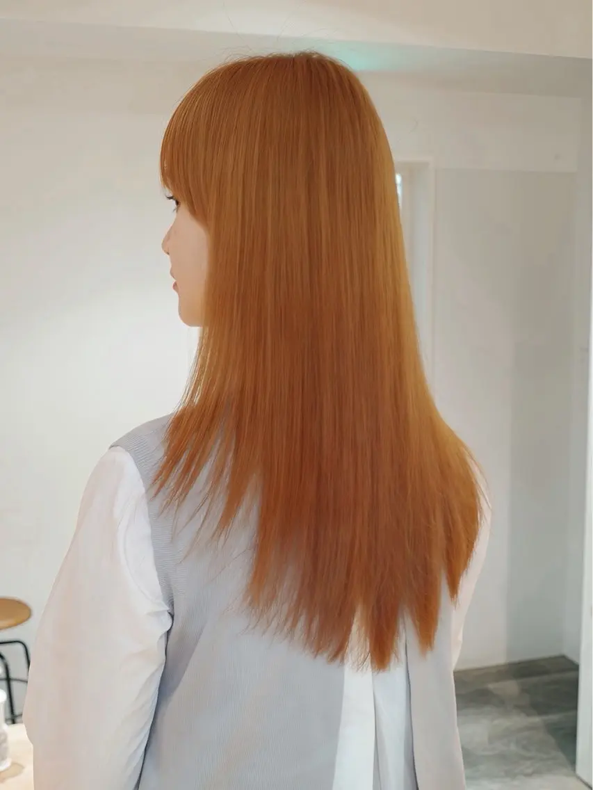 ロング カラー ダブルカラー オレンジ カット ヘアカラー トリートメント ショートボブ💫 垢抜けヘア✨西田拓馬のヘアスタイル
