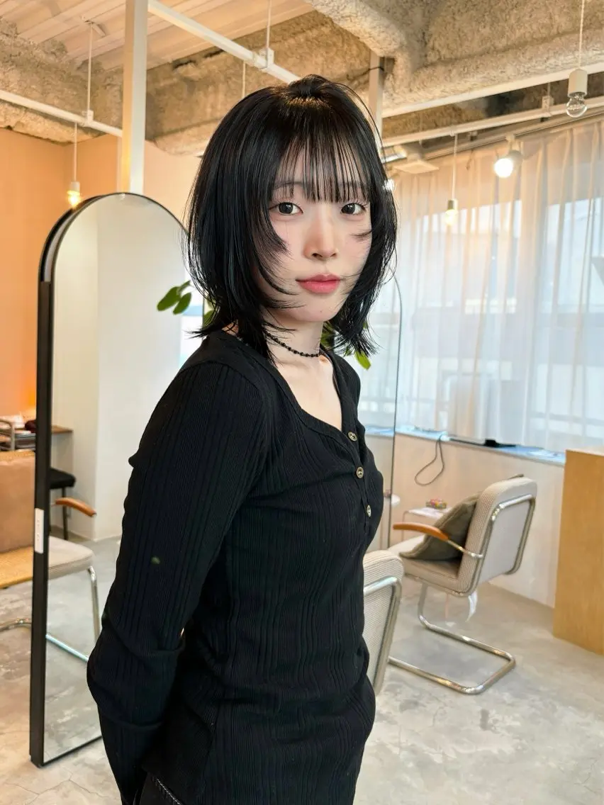 ミディアム カラー ボブレイヤー ボブ レイヤーカット カット ヘアカラー トリートメント 林　蓮/レイヤー/ 透明感カラーのヘアスタイル