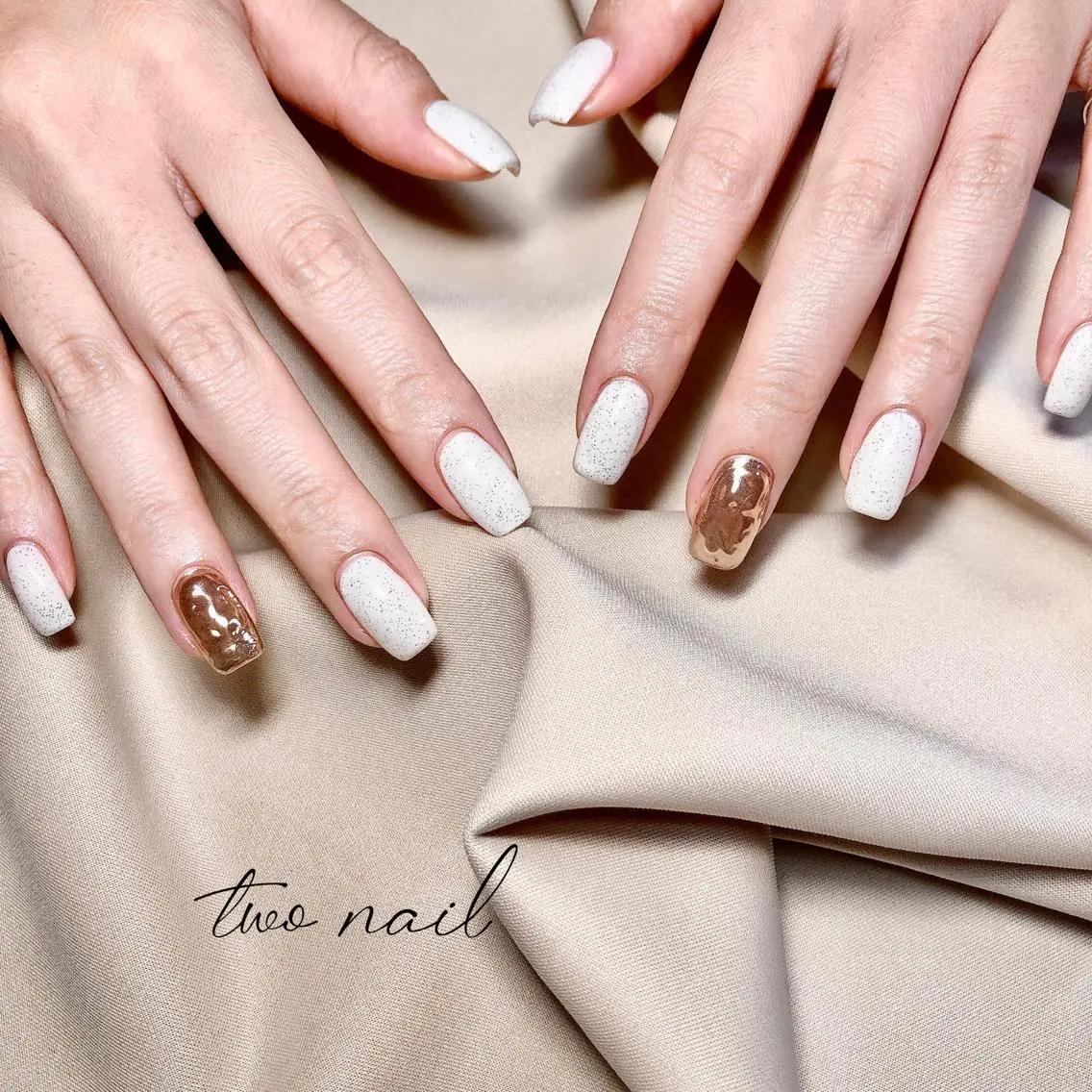 ネイル アートネイル フットネイル ハート ニュアンスネイル ホワイト two nailのネイルデザイン