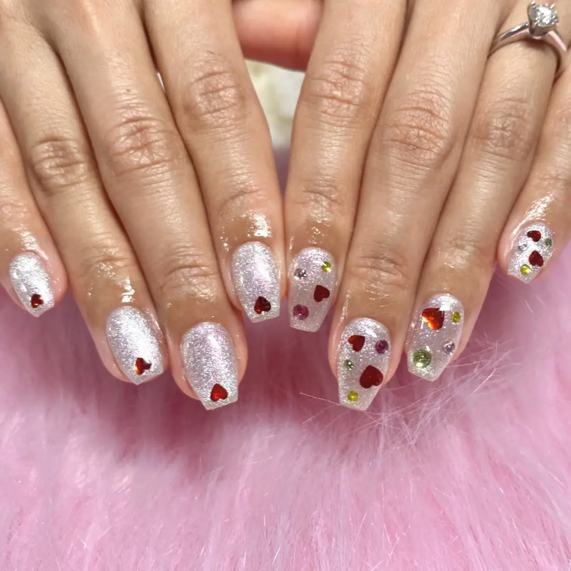 ネイル 長さ出し 韓国ネイル マグネットネイル ピンク バレンタイン BelireMaa Nail&eyeのネイルデザイン