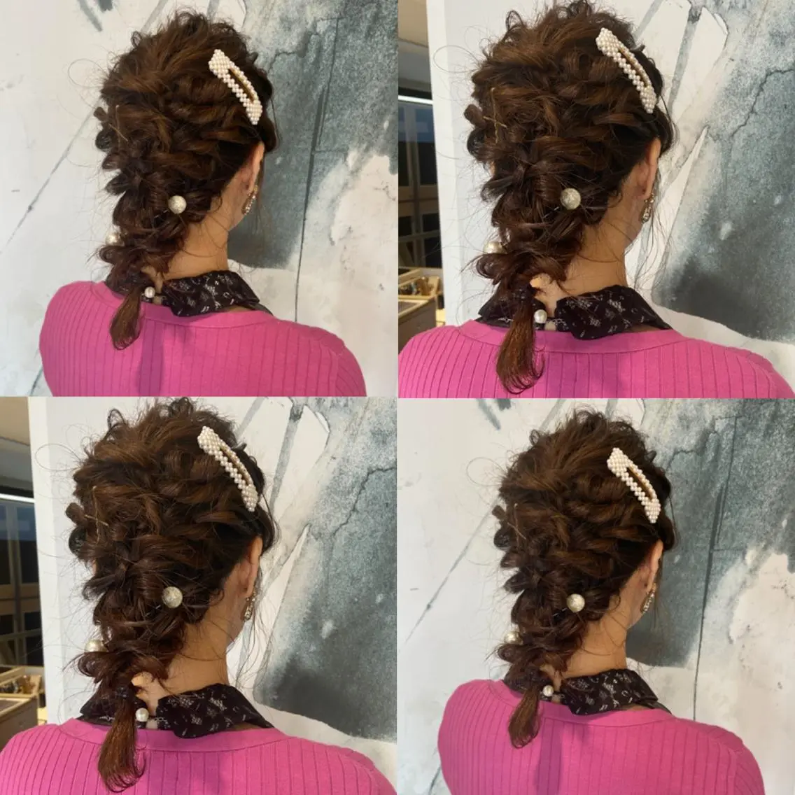 セミロング ヘアアレンジ 結婚式・ブライダル カジュアルを女っぽく 𝗮𝘆𝗮𝗰𝗼のヘアスタイル