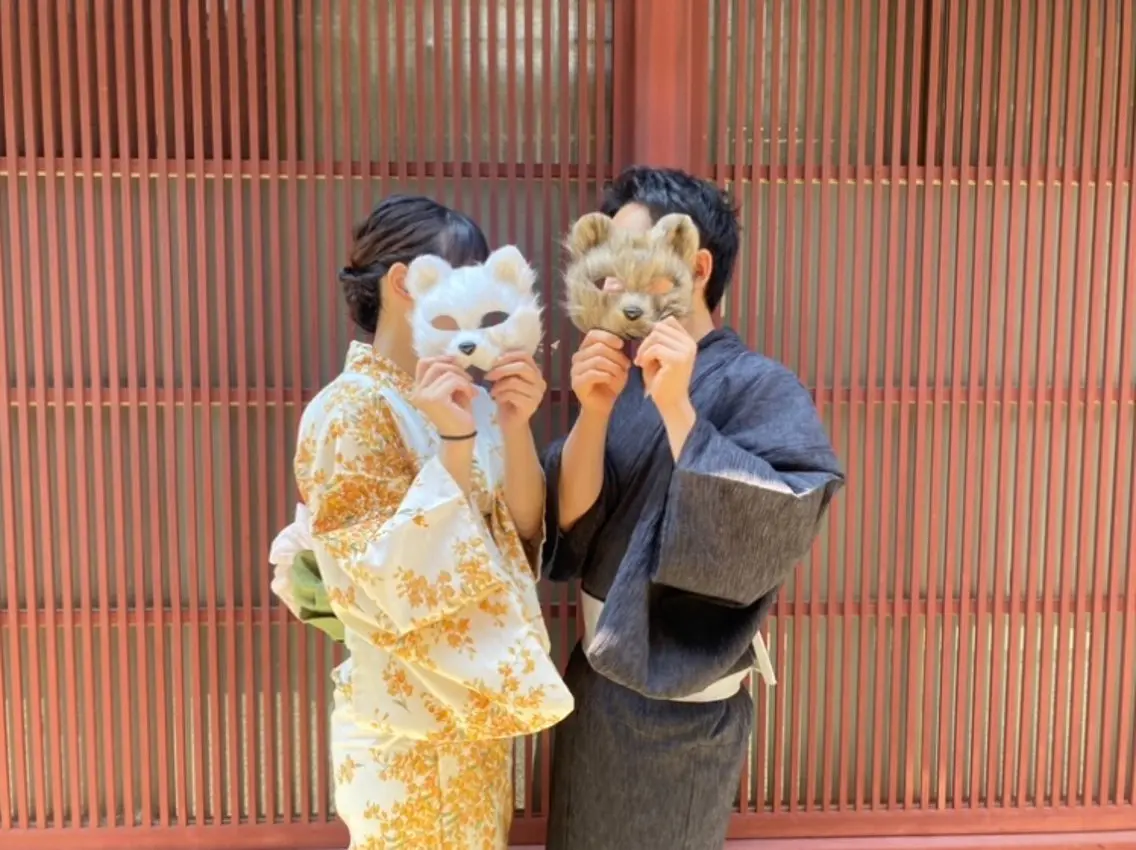 【街歩き】【カップル】レンタル着物着付けの写真