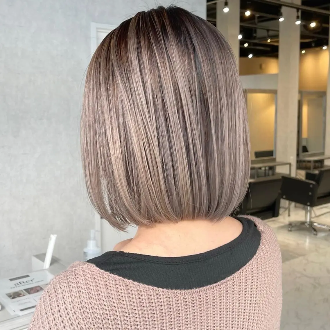 ショート カラー バレイヤージュ デザインカラー ハイライトカラー 外国人風カラー ハイライト カット ヘアカラー トリートメント アンドウ ユウ/ レイヤーカット/韓国のヘアスタイル