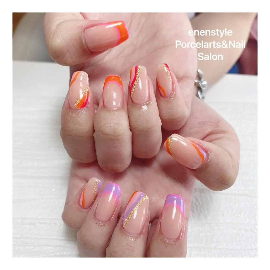 ミディアム ネイル ハンドネイル 🐾enen style 🐾のネイルデザイン