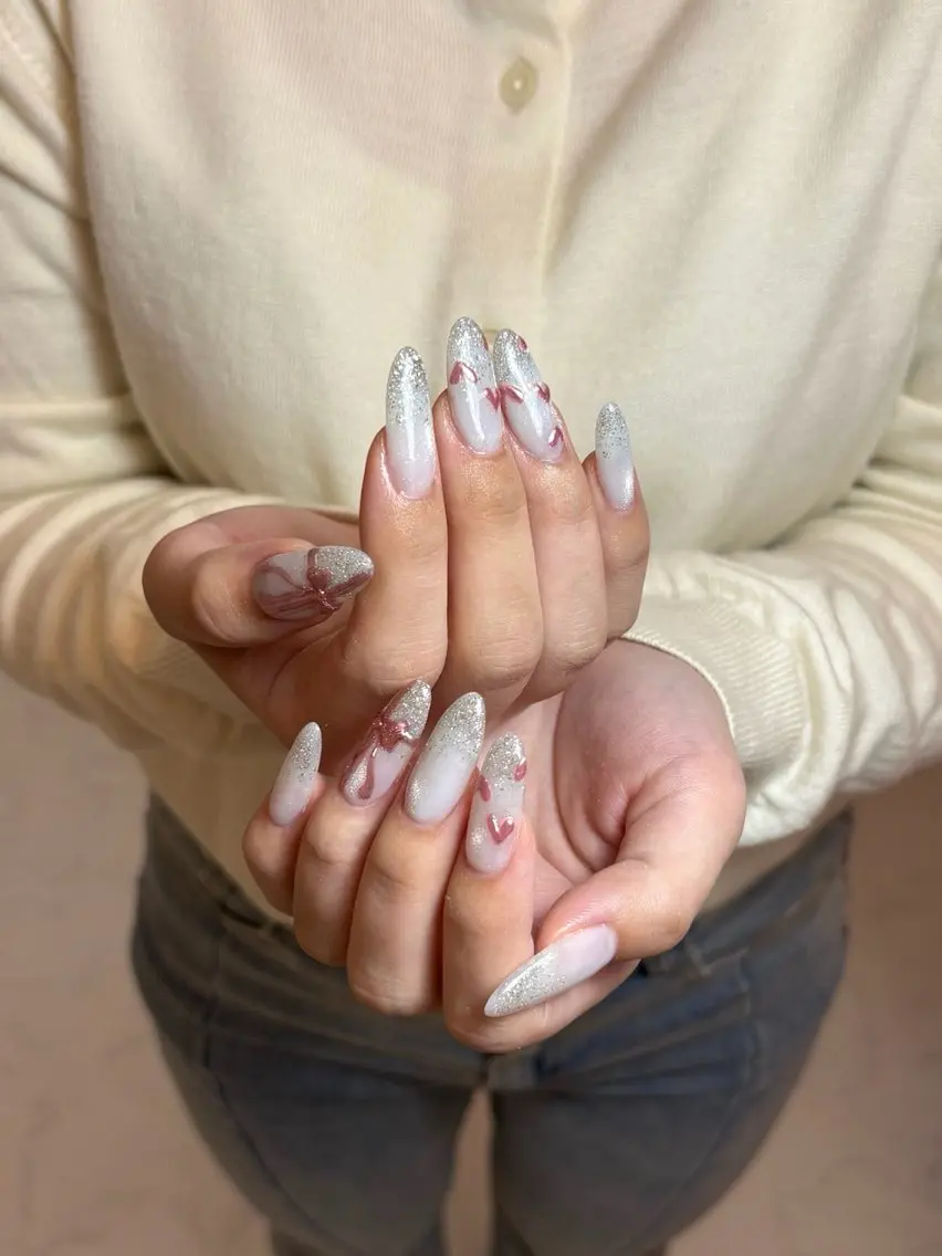 ネイル フラッシュネイル ハート 氷ネイル・うるうるネイル マグネットネイル ミラーネイル ハンドネイル Le:M nail Mikuのネイルデザイン