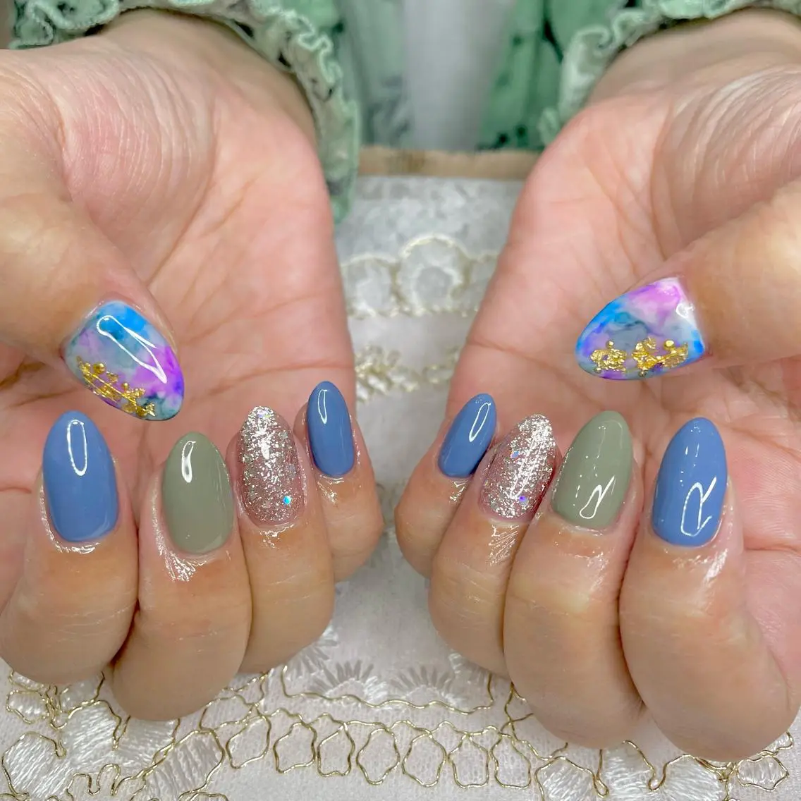 ネイル アートネイル オーロラネイル ジェルネイル 持ち込み ニュアンスネイル J terrace Nailのネイルデザイン