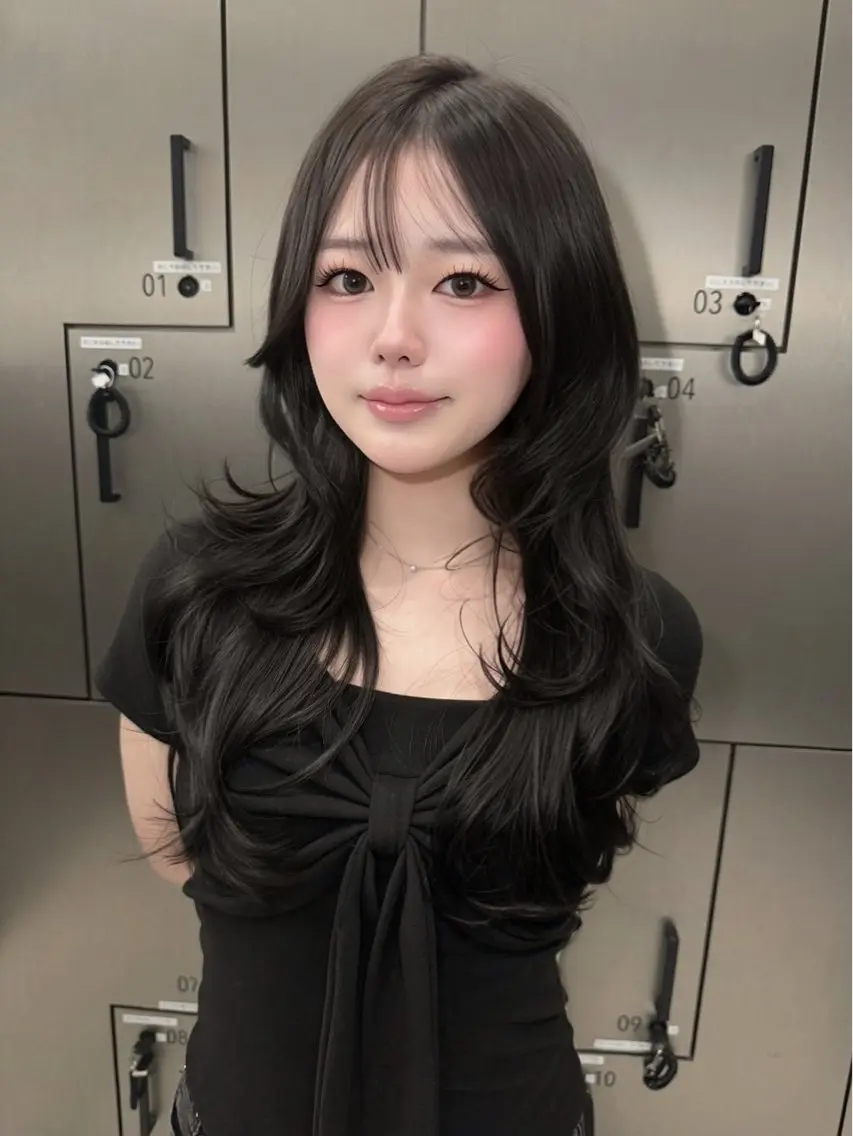 ロング ロングレイヤー ハイレイヤー 韓国風ヘア レイヤーカット ロング ゆうな/レイヤー 🎀艶カラー/京都のヘアスタイル