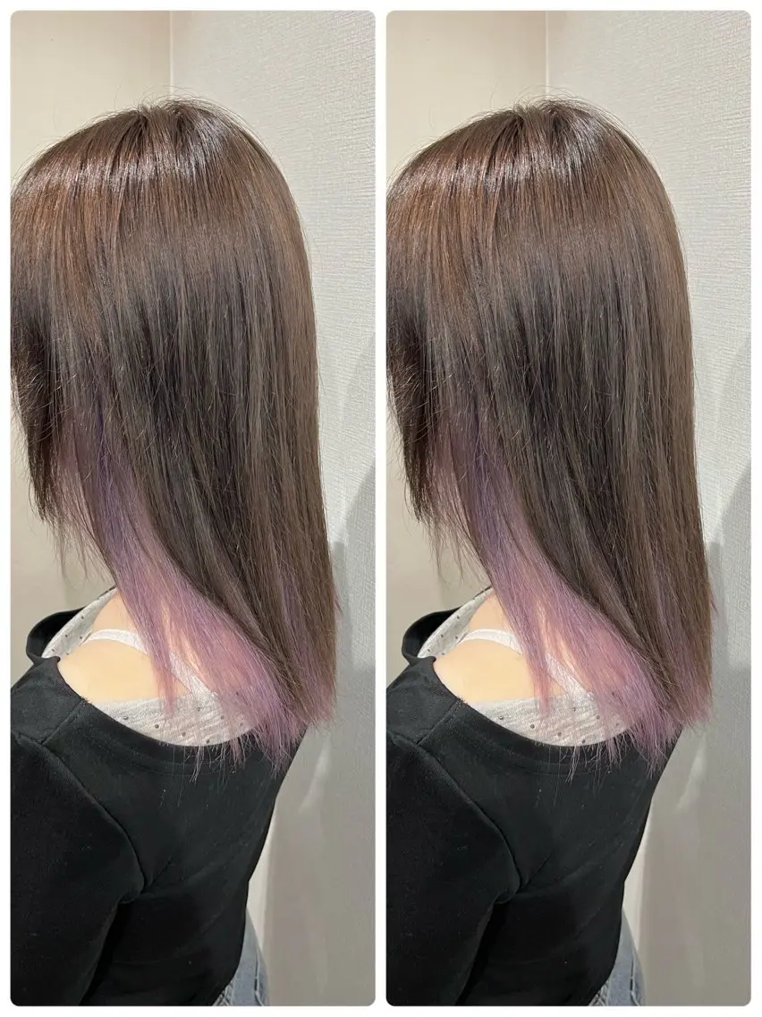 ミディアム カラー インナーカラー ピンクカラー レイヤー/ボブ 特化✂️福岡のヘアスタイル
