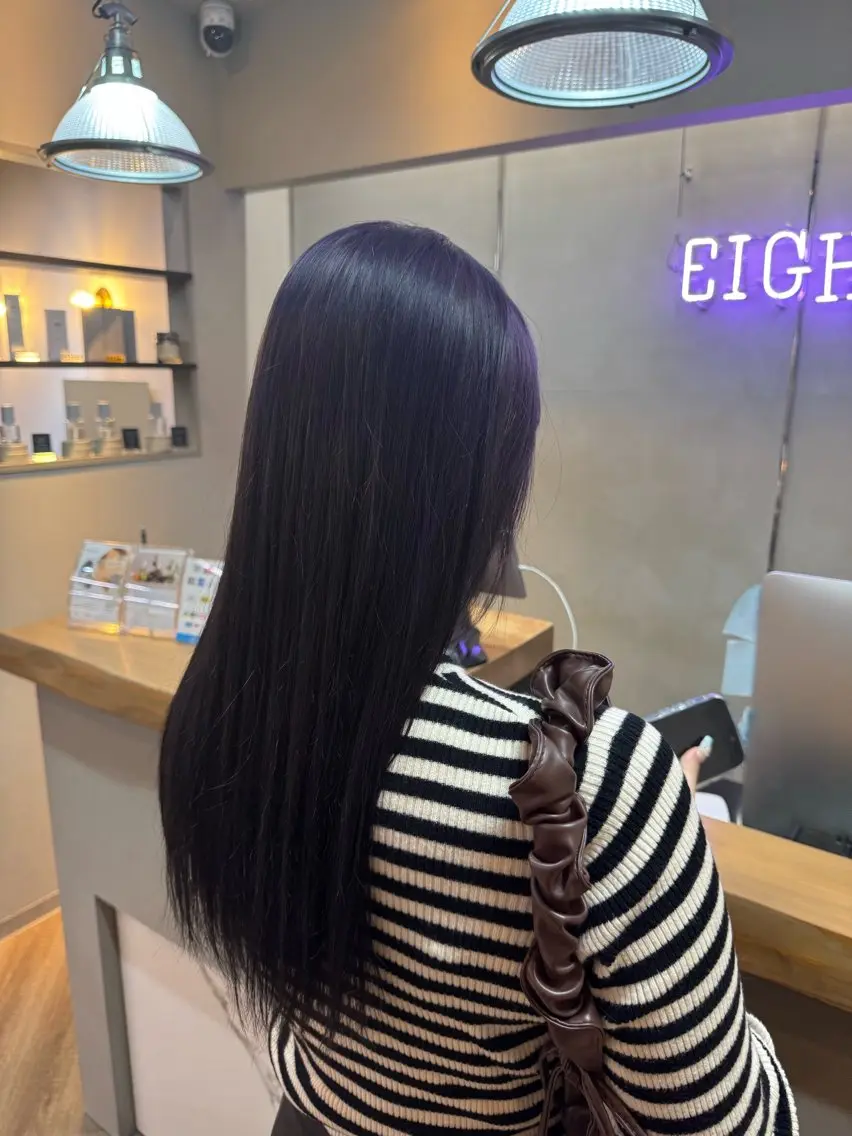 ロング パープルカラー ヘアカラー 縮毛矯正/ボブ✨ 𝑨𝒀𝑼🎀のヘアスタイル