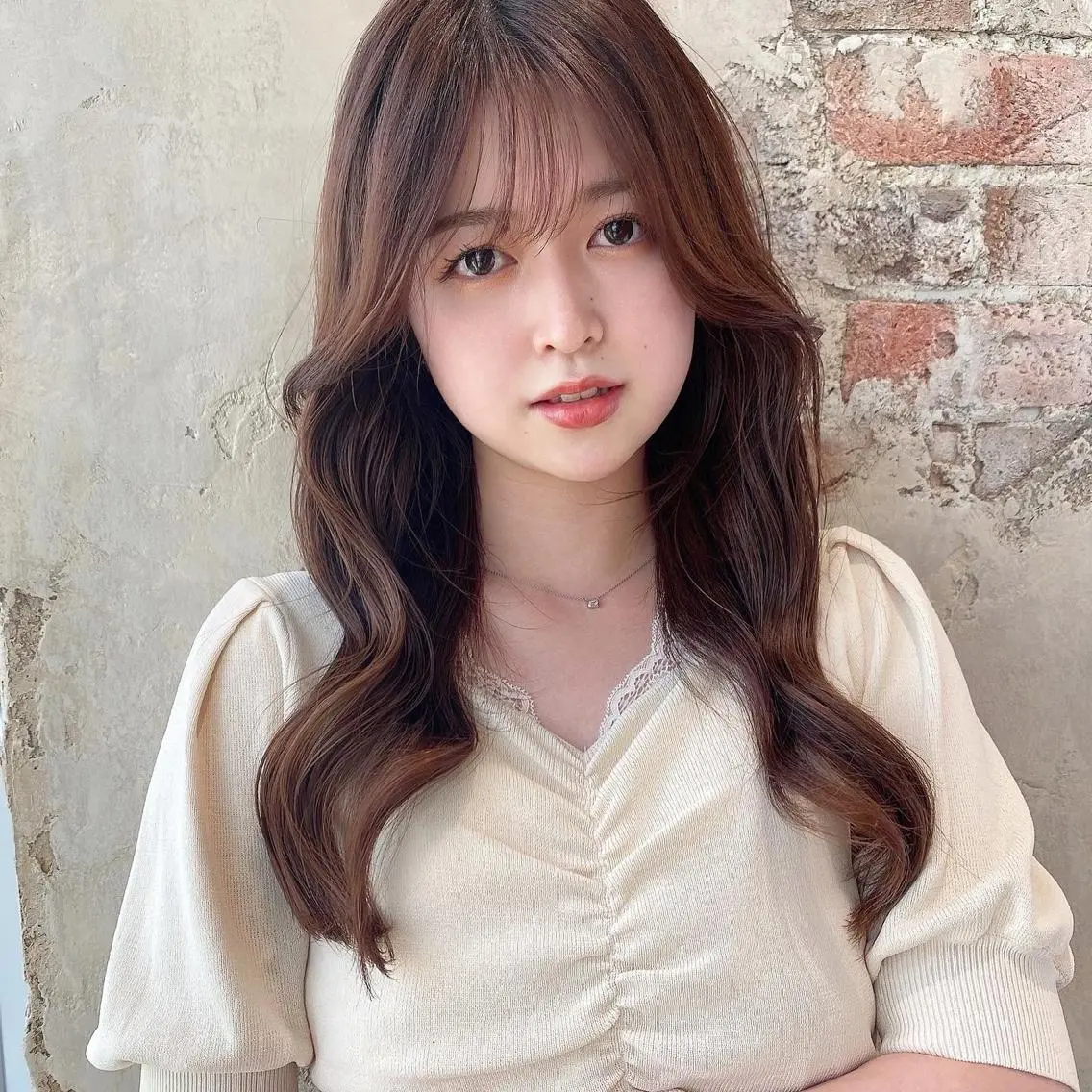 ロング カラー くびれヘア ロング シースルーバング サイドバング 顔周り/くびれヘア 韓国ヘア💕風間るなのヘアスタイル