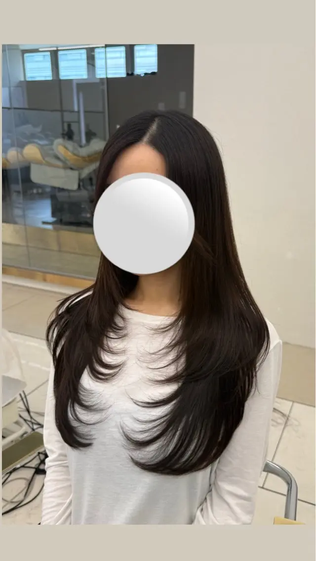 ロング 韓国風レイヤー 日向 GINZAのヘアスタイル
