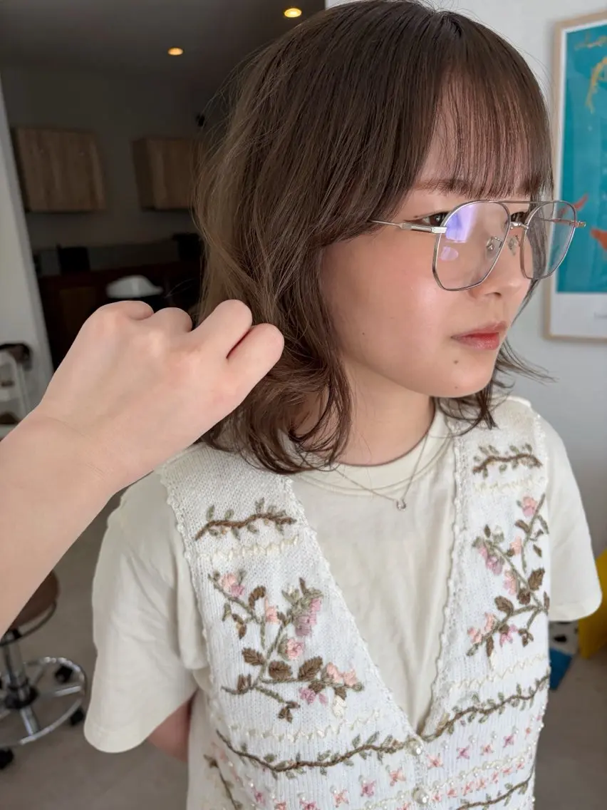 ミディアム カラー オリーブカラー ヘアカラー はやし ちののヘアスタイル