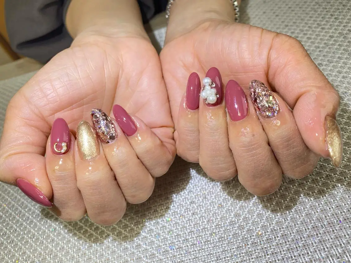 ネイル ラメ(グリッター) ロングネイル ピンク will 有希のネイルデザイン