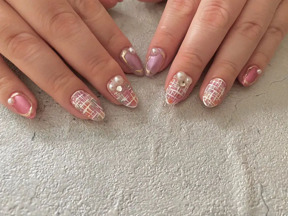 ネイル ツイードネイル ハンドネイル ëmma nail_ by chulaのネイルデザイン