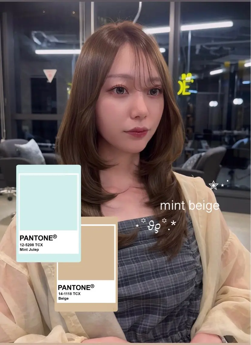 セミロング カラー 透明感カラー ミント ヘアカラー 梅田/suzuka 透明感カラー🩰‎のヘアスタイル