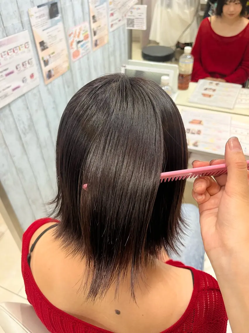 ミディアム ヘアカラー トリートメント 【髪質改善カラー】 あむ·. ⟡ 🖤のヘアスタイル