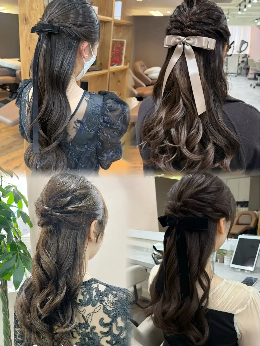 ロング ヘアアレンジ 結婚式・ブライダル 三つ編み ヘアセット 韓国風パーマ/ヘア セット/店長みづきのヘアスタイル