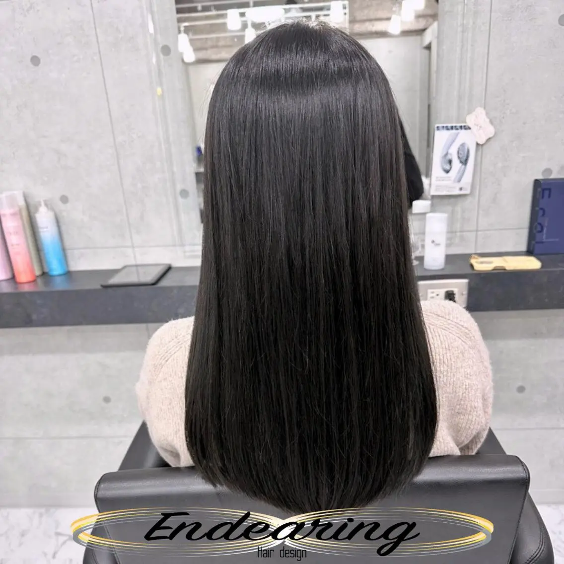 カラー 黒髪 透明感カラー ダークグレー カット ヘアカラー Endearing 銀座/レイヤーカットのヘアスタイル