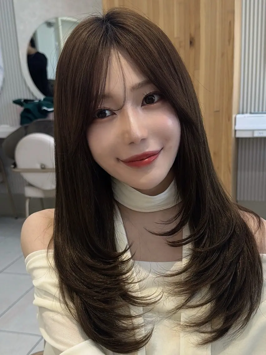 セミロング カット ヘアカラー トリートメント 顔周り/レイヤー /韓国ヘア/TAKUのヘアスタイル