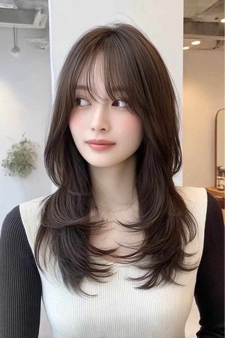 セミロング 縮毛矯正 トリートメント 絶対可愛い🍎透明感 カラーあります✨蕾祁のヘアスタイル