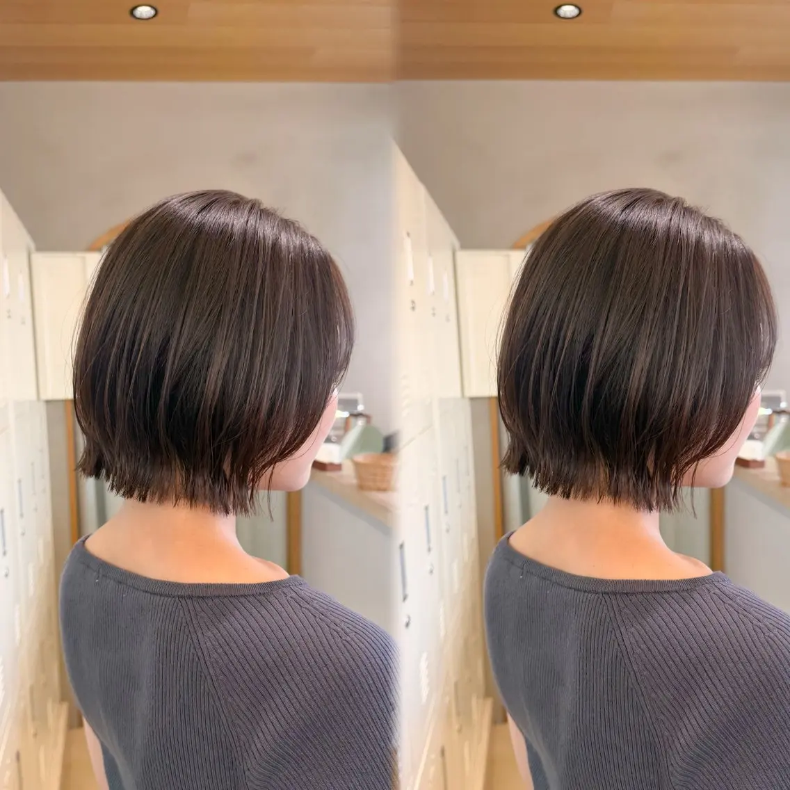 ショート カラー ボブレイヤー ベージュカラー 透明感カラー ハイライトカラー ミルクティーベージュ カット ヘアカラー トリートメント 巻ける縮毛矯正✨ ボブ/ショートともきのヘアスタイル