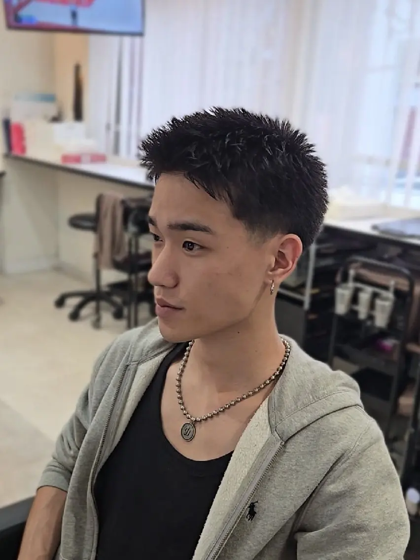 メンズ ショート フェードカット スパイキーショート ショートヘア カット ヘアセット LEN名古屋/パーマ 海外ヘア/メンズ特化のヘアスタイル