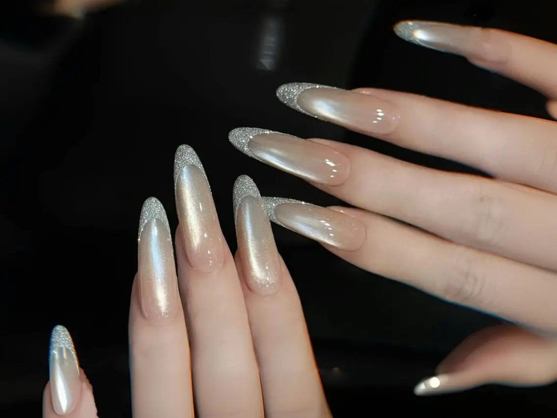 ネイル オーロラネイル チークネイル 長さ出し フットネイル フレンチネイル yumi nailのネイルデザイン