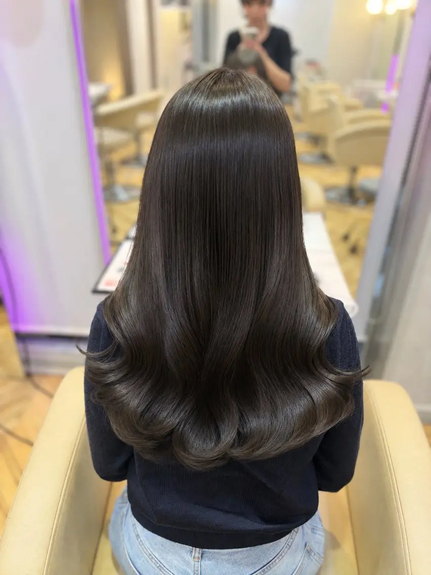 ロング カット ヘアカラー 韓国🎀レイヤー/艶 髪/縮毛矯正/ユリナのヘアスタイル