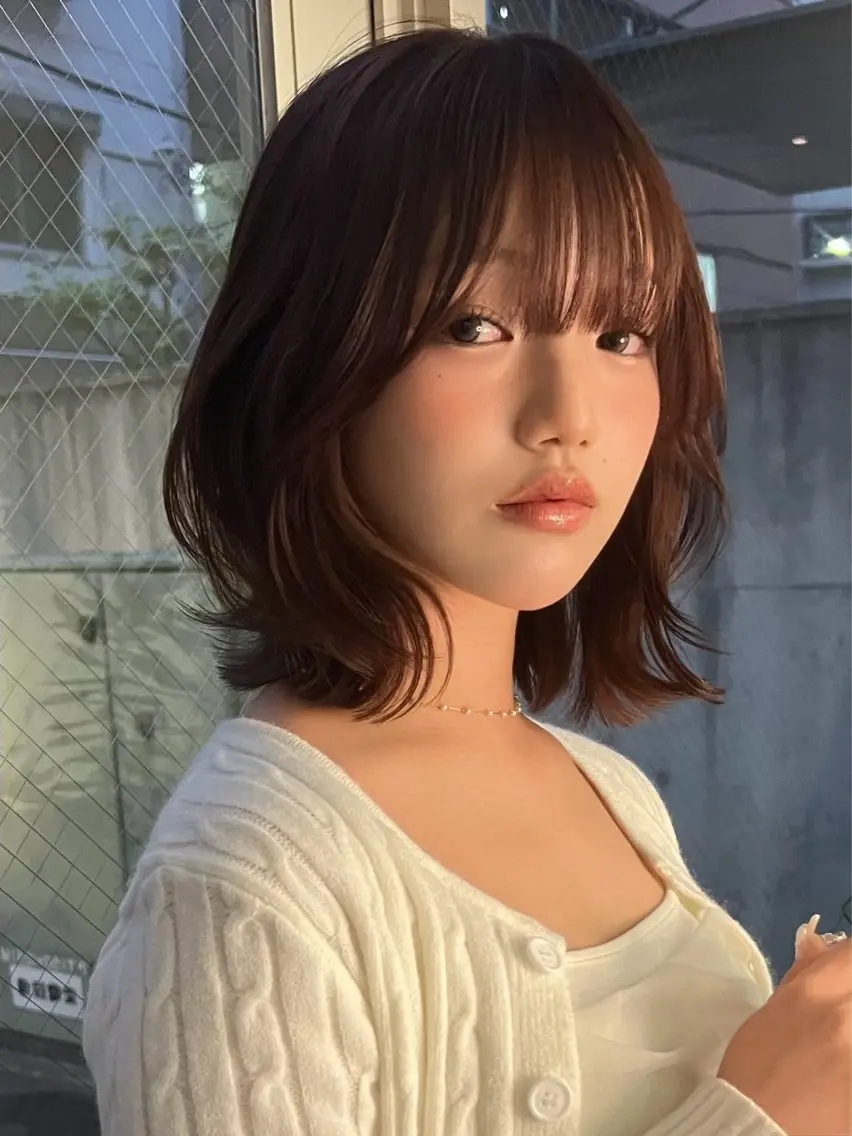 ミディアム カラー レイヤーカット カット ヘアカラー 盛れるレイヤーカット jilblanカホのヘアスタイル