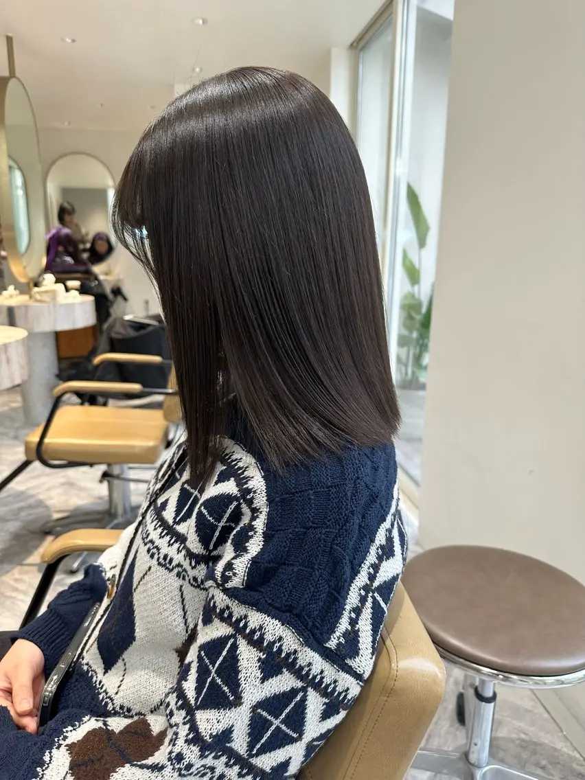 ミディアム カラー カット ヘアカラー トリートメント ヘッドスパ 縮毛/透明感カラー Mariamu🫧のヘアスタイル