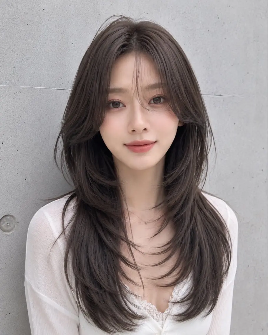 セミロング カラー ヘアアレンジ グレージュ くびれヘア 顔まわりレイヤー ハッシュカット 韓国風ヘア カット ヘアカラー トリートメント 🌫️大人韓国ヘア 🌫️naoyaのヘアスタイル