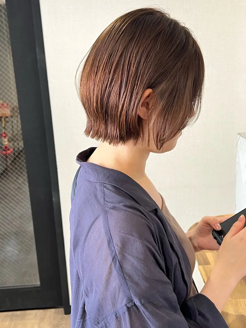 ショート カラー ボブレイヤー ボブ レイヤーカット カット ヘアカラー トリートメント 🌱小顔魅せショート 髪質改善カラー/泉綺のヘアスタイル