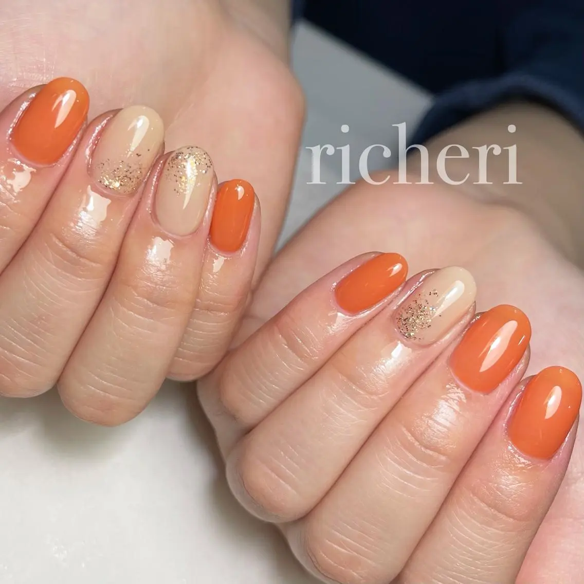 ミディアム ネイル 韓国風ヘア アートネイル フラッシュネイル フレンチネイル ジェルネイル ハンドネイル richeri beautyのエステ・リラクイメージ