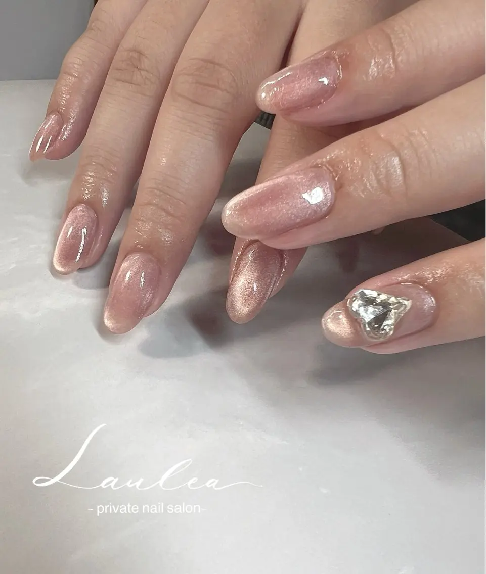 ネイル フットネイル ジェルネイル ハート 韓国ネイル ミラーネイル ハンドネイル nail salon Lauleaのネイルデザイン