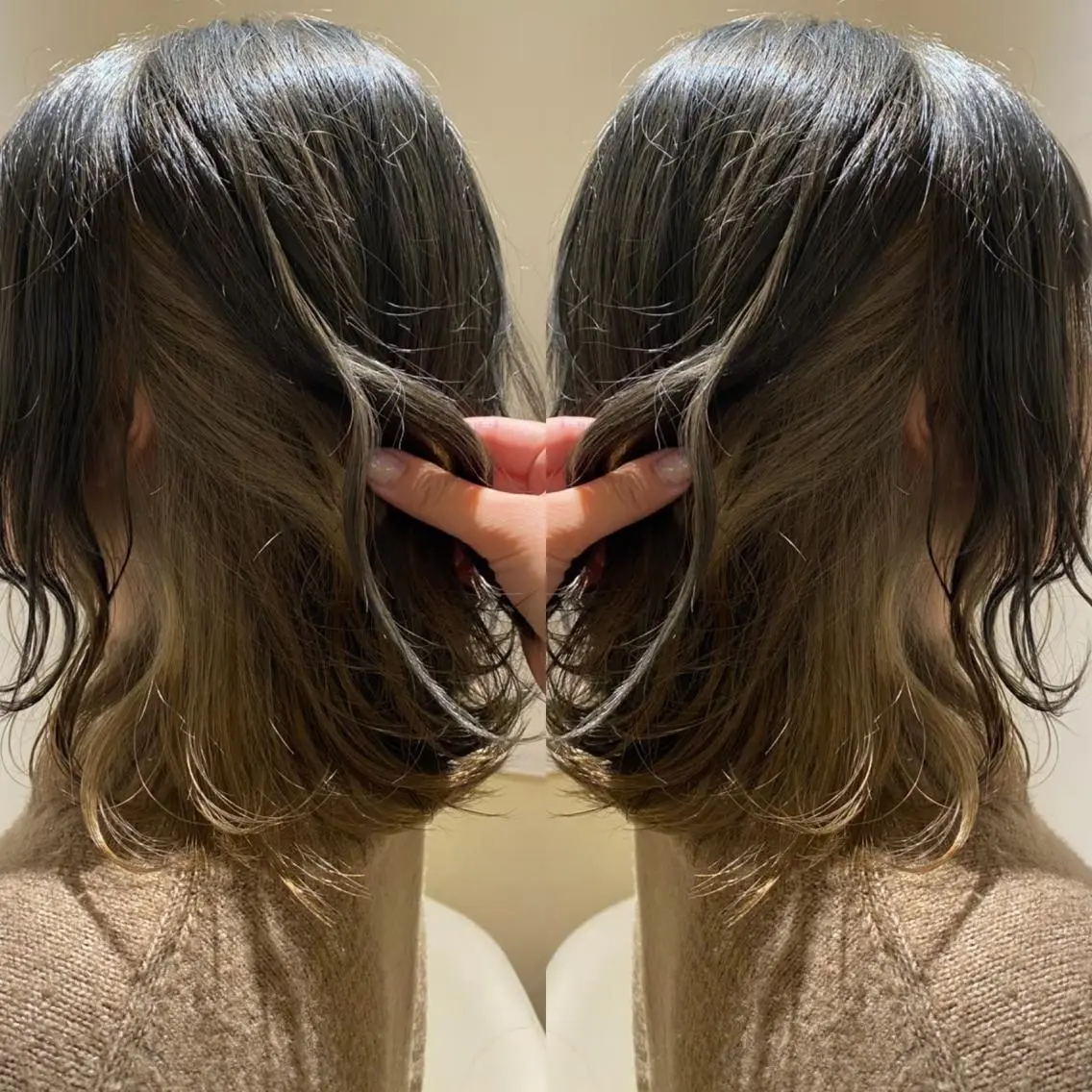 ミディアム カラー グレージュ カーキグレージュ 韓国🇰🇷 ✂︎hair 内田愛のヘアスタイル