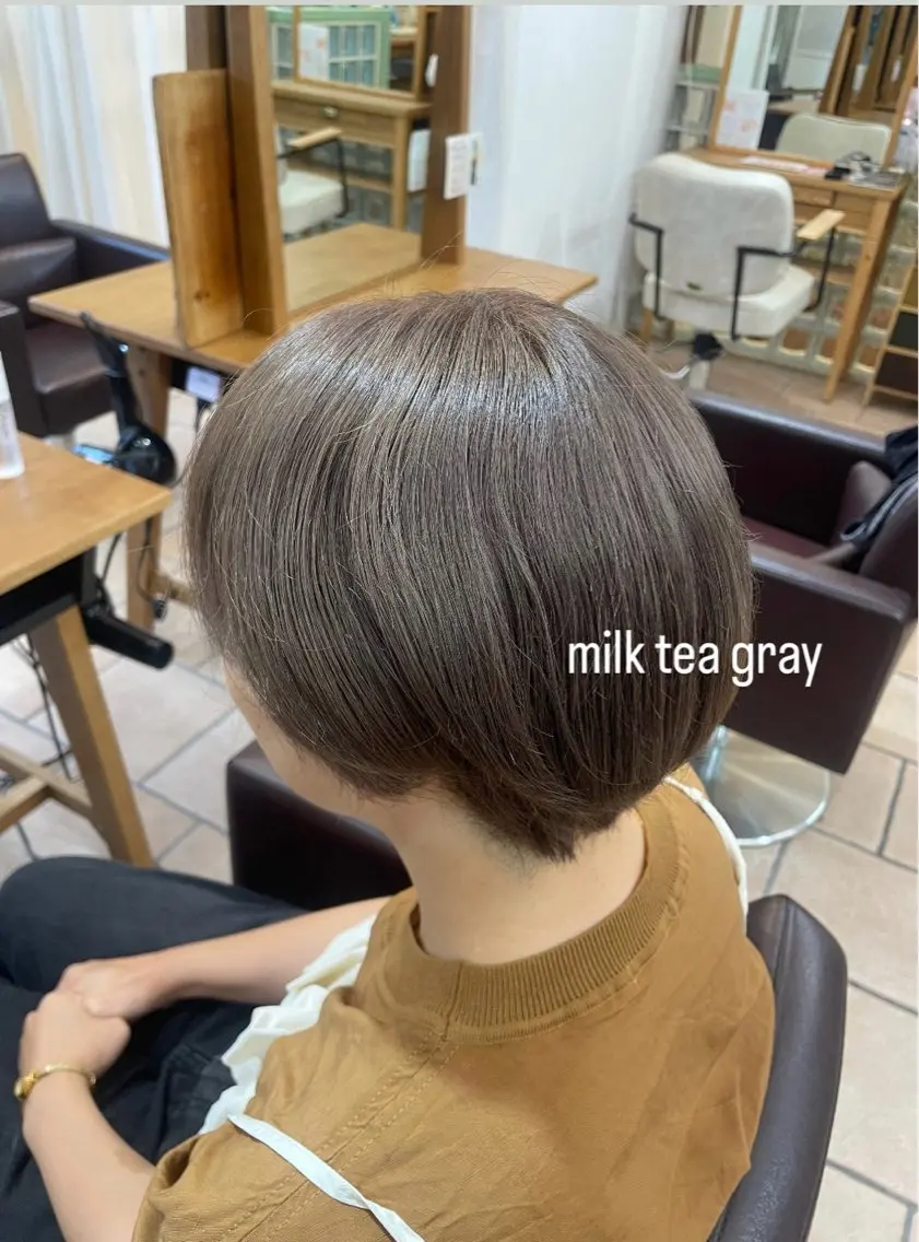 ショート カラー ブリーチ 透明感カラー 顔周りレイヤー☆ スパ☆石上遥楓のヘアスタイル